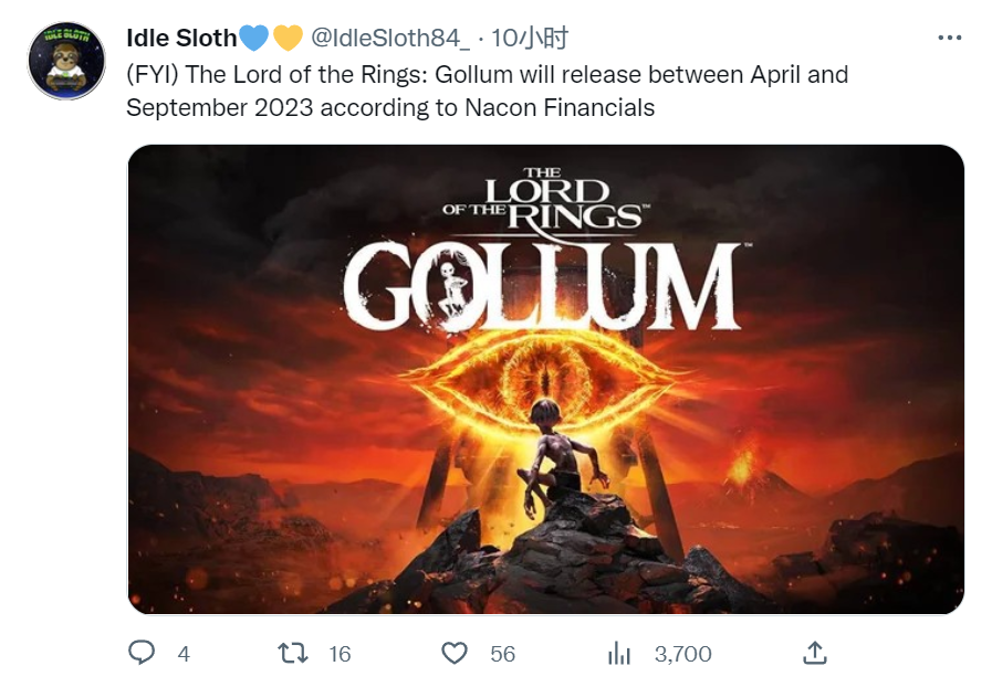 传闻：《魔戒：咕噜》发售窗口期预计将4月~9月
