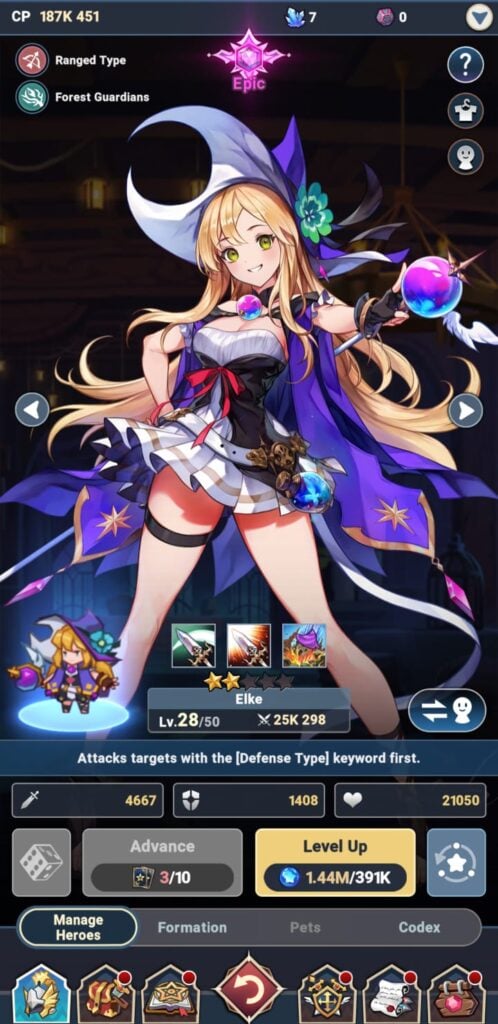 Advancing and leveling up Heroes